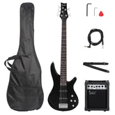 Glarry GIB 5 String Electric Bass Guitar SS Pick-up w/20W Amplifier - Black